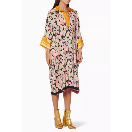 DRIES VAN NOTEN Floral-Print Daze Kaftan Multicolor Silk Slip On Women's M