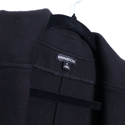 MINNIE ROSE Cotton Blend Boyfriend Blazer Black One Button Unlined Women's S