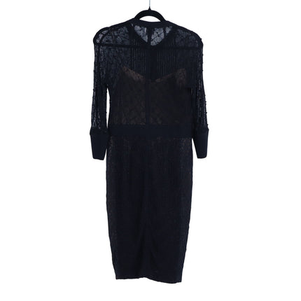 BEGUILE BY BYRON LARS Mona Lace Dress Black Sheath Long Sleeve Women's 6