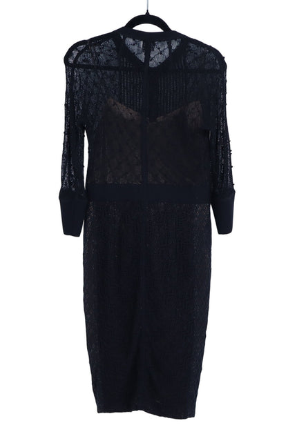 BEGUILE BY BYRON LARS Mona Lace Dress Black Sheath Long Sleeve Women's 6