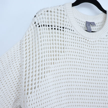 SWEATY BETTY Tides High Open Weave Sweater Lily White Drawstring Hip Women's 12