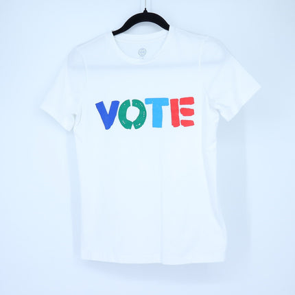 Tory Burch Vote Tee White Graphic Short Sleeve Casual Women's XS