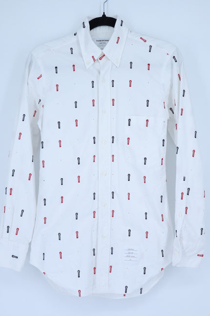 THOM BROWNE Embroidered Button Down Shirt White Long Sleeve Women's 1/US S