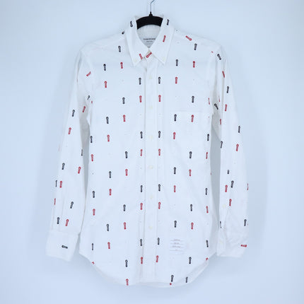 THOM BROWNE Embroidered Button Down Shirt White Long Sleeve Women's 1/US S