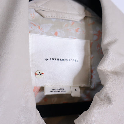 BY ANTHROPOLOGIE Marcail Faux Leather Anorak Jacket Beige Long Sleeve Women's S