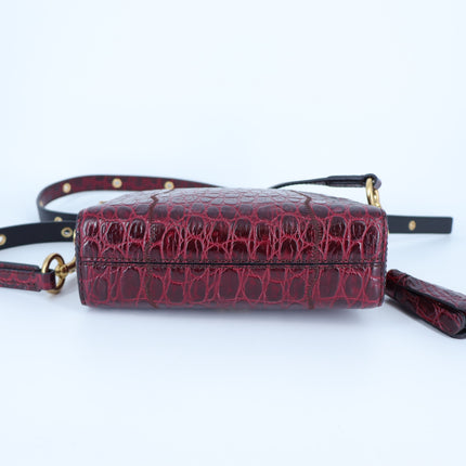 Marc Jacobs Shutter Croc Embossed Leather Crossbody Bag Vachetta Red