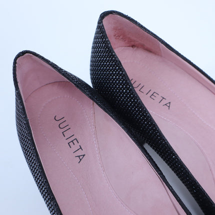 JULIETA Zoe Textured Pumps Black and Silver Block Heel NEW Women's 7