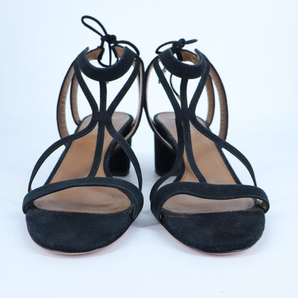 Aquazzura Beverly Hills Sandal Black Suede Block Heel Women's 40/US 10