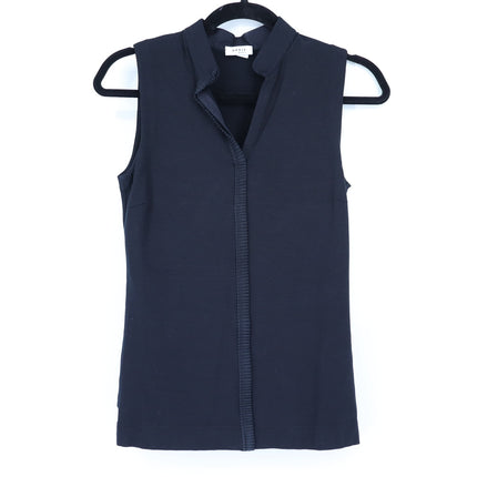 AKRIS PUNTO Black Ruffle Front Top Sleeveless Modal Knit Women's 6