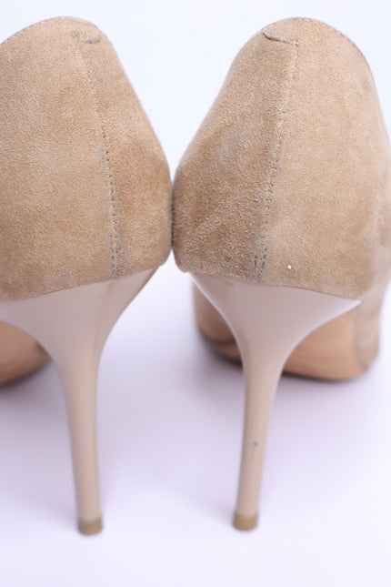 JIMMY CHOO Romy 85 Natural Tan Suede Pointed Pumps Women's 35.5/US 5.5