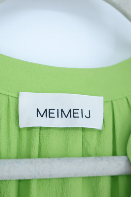 MEIMEIJ Lime Green Midi Dress Chiffon Button Front Midi Women's 42/US 6