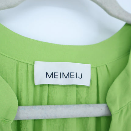 MEIMEIJ Lime Green Midi Dress Chiffon Button Front Midi Women's 42/US 6