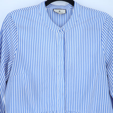 TUCKERNUCK Royal Shirt Mini Dress Blue Stripe Elbow Sleeve Women's M