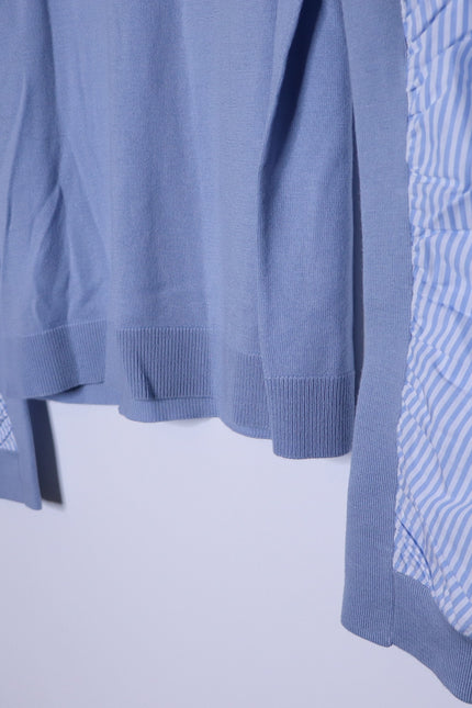 VERONICA BEARD NEW Adler Mixed Media Sweater Light Blue Merino Wool Women's XL