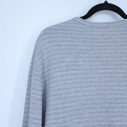 Vince Feeder Stripe Knit Top Gray Long Sleeve Crew Neck Pullover Men's XL
