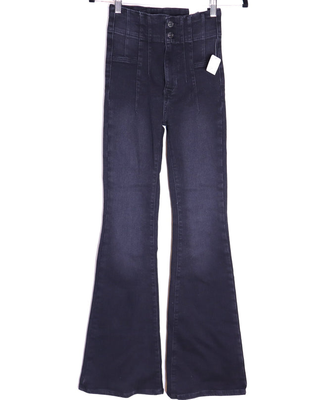 WE THE FREE NWT Jayde High Rise Jeans Flare Leg Onyx Black Zip Fly Women's 25