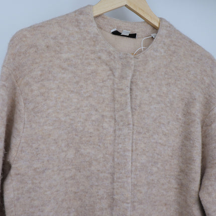 Vince Soft Sculpted Car Coat Oatmeal Textured Long Sleeve Sweater Knit Women's S