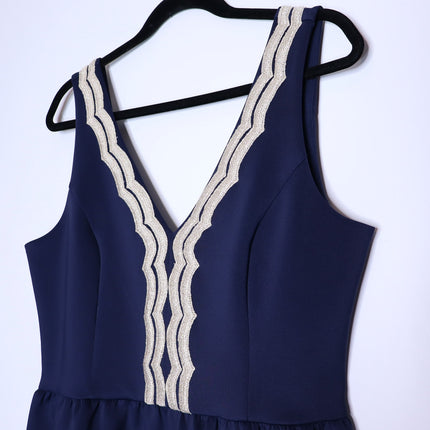 LILLY PULITZER Rorey Mini Dress NWT True Navy V Neck Fit and Flare Women's L