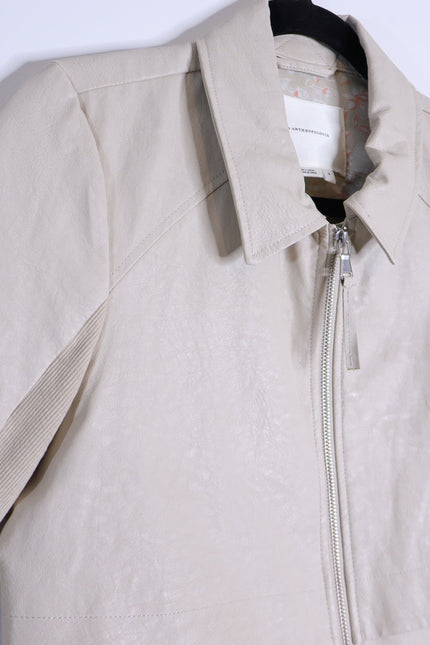 BY ANTHROPOLOGIE Marcail Faux Leather Anorak Jacket Beige Long Sleeve Women's S