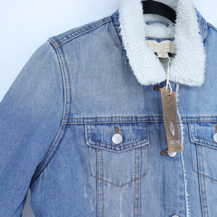 Jade & Ivory Sherpa Denim Jacket Blue Hannah Wash NWT Trucker Women's M