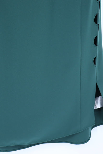 AKRIS PUNTO Green Tunic Dress MSRP$1570 Laser Cut Sleeveless Half Zip Women's 12