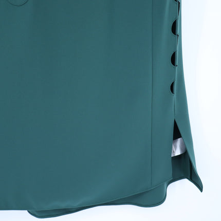 AKRIS PUNTO Green Tunic Dress MSRP$1570 Laser Cut Sleeveless Half Zip Women's 12