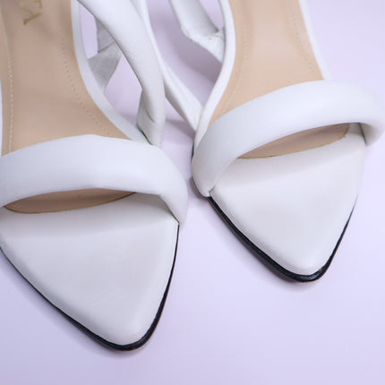 ALTA Ophelia Heeled Sandals White Cowhide Leather Pointed Toe Women's 8