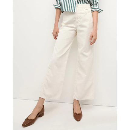 VERONICA BEARD Taylor Wide Leg Crop Pants Ecru Corduroy High Rise Women's 30