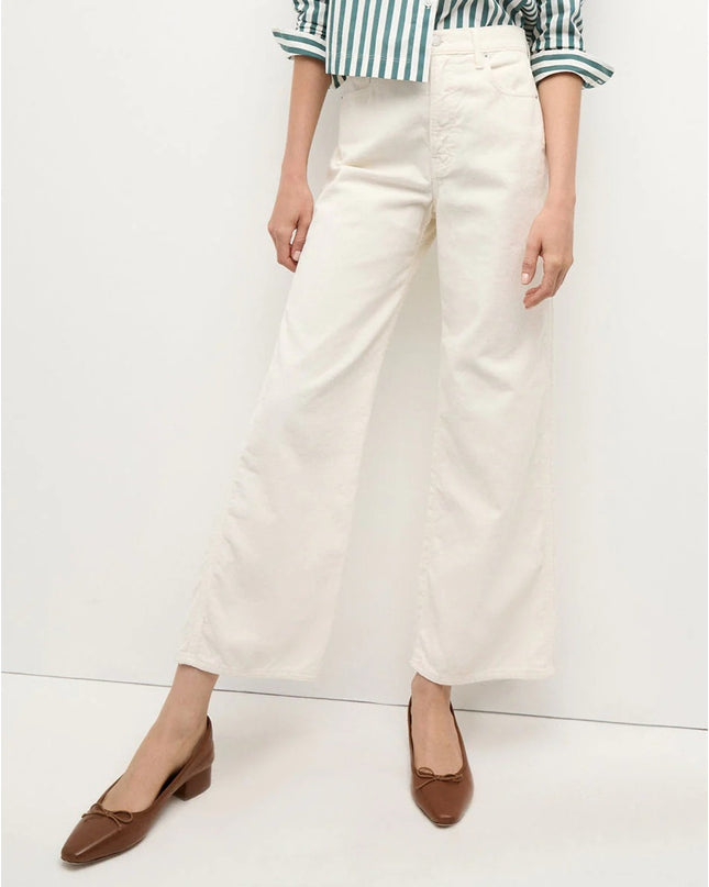 VERONICA BEARD Taylor Wide Leg Crop Pants Ecru Corduroy High Rise Women's 30