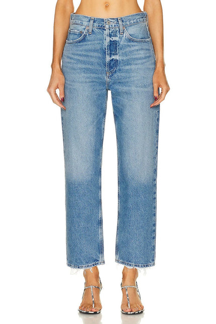 AGOLDE 90's Distressed Straight Leg Jeans Blue Light Wash 5 Pocket Women's 24