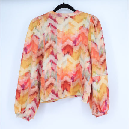BA&SH Primrose Sweatshirt Ocre Chevron Print Balloon Sleeve Women's S/US 4