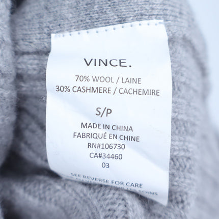 Vince Side Zip Ribbed Pullover Sweater Gray Cowl Neck Cashmere Wool Women's S
