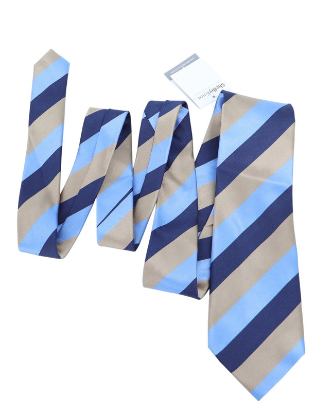 KING BROTHERS Diagonal Stripe Neck Tie NWT Blue and Gold Businesswear Formal OS
