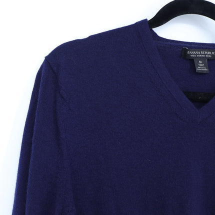 Banana Republic Merino V Neck Sweater Navy Blue Fine Knit Pullover Men's M