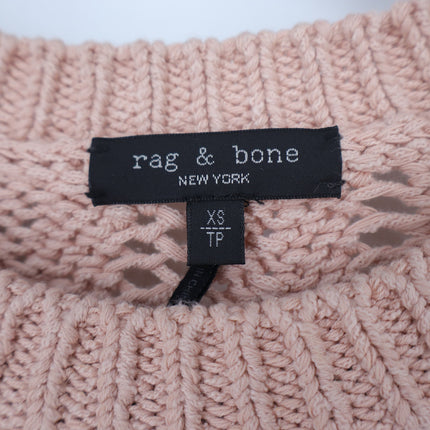 Rag & Bone Adrienne Crewneck Sweater Rose Dust Open Stitch Pullover Women's XS