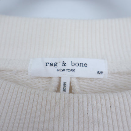 Rag & Bone Embroidered Sweatshirt Off White French Terry Boxy Pullover Women's S