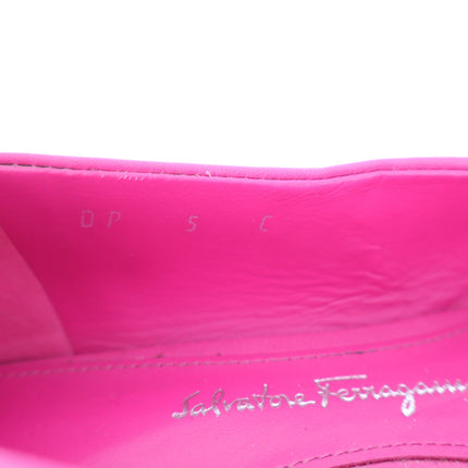 Salvatore Ferragamo Viva Bow Flats Hot Pink Pointed Toe Slip On Women's 5