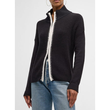 Lisa Todd Romancin Ribbed Heart Sweater Knit Jacket Black Intarsia Women's S