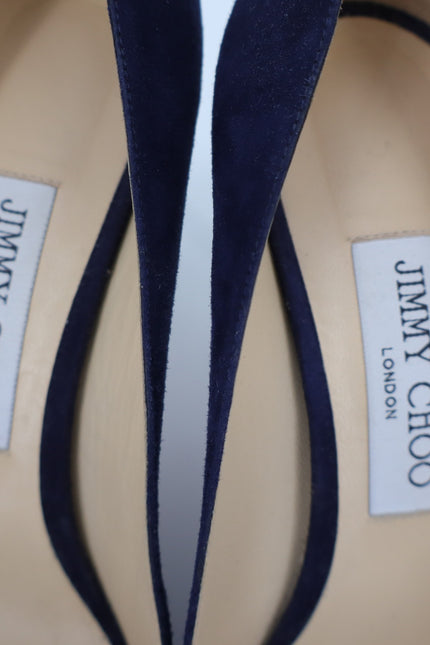 JIMMY CHOO Romy 85 Navy Suede Pointed Pumps Women's 38.5/US 8.5
