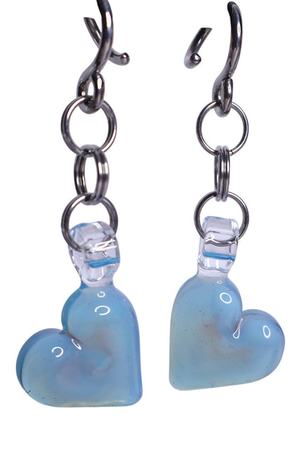 GLASSWEAR STUDIOS Handmade Caribbean Blue Heart Weights 10g/2.5mm Hangers