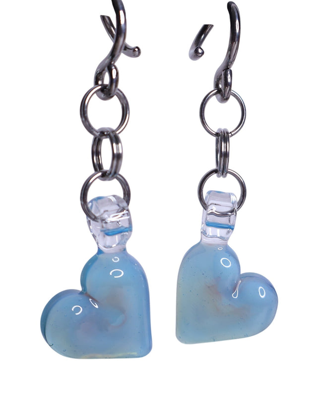 GLASSWEAR STUDIOS Handmade Caribbean Blue Heart Weights 10g/2.5mm Hangers