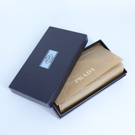 Prada Woven Leather Madras Wristlet Wallet Teal Purse Clutch Bag