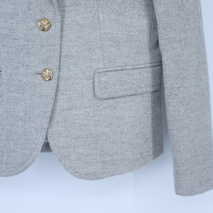 J. Crew Schoolboy Houndstooth Wool Blazer Grey Single Breasted Women's 2