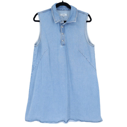 FRAME The City Shift Dress Betty Blue Denim Sleeveless Collared Women's 10