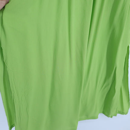 MEIMEIJ Lime Green Midi Dress Chiffon Button Front Midi Women's 42/US 6