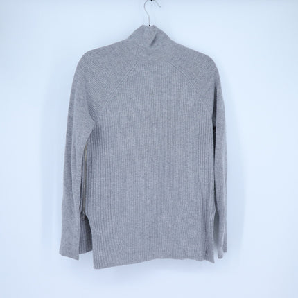 Vince Side Zip Ribbed Pullover Sweater Gray Cowl Neck Cashmere Wool Women's S