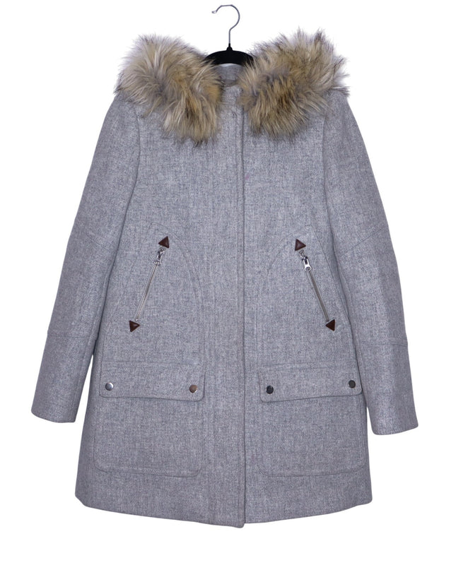 J. CREW Chateau Parka Italian Wool Stadium Cloth Heather Dusk Gray Women's 4