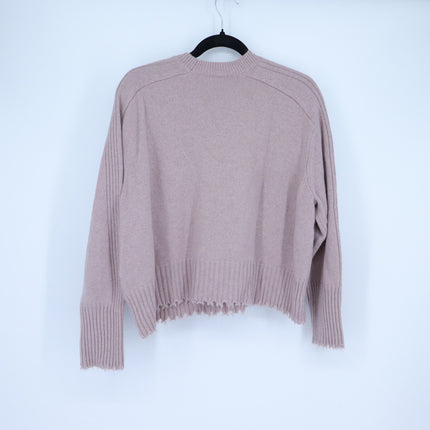 AllSaints Kiera Cashmere Crew Sweater Pashima Pink Distressed Pullover Women's S