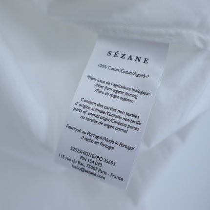 SEZANE Nerissa Button Up Shirt Ecru White Oragnic Cotton Poplin Women's 40/US 8