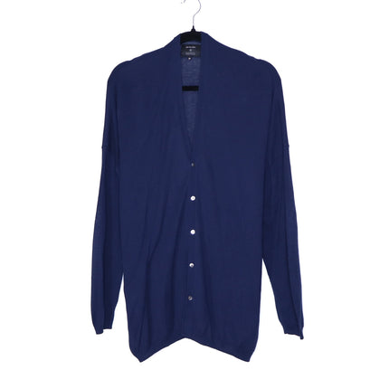 PAS DE CALAIS Cotton Linen Cardigan Navy Blue Long Sleeves Women's 38/US 4-6